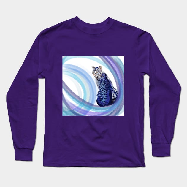 Colorful Tabby Cat Long Sleeve T-Shirt by TAP4242